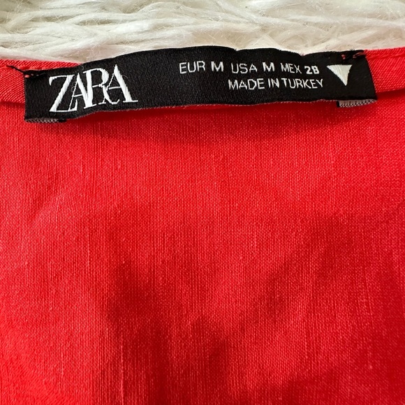 ZARA Red Linen Wrap Crop Top | Size M - Picture 7 of 10